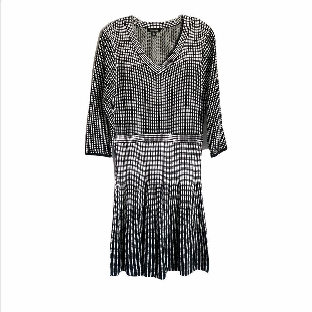 Spense Black White Checkered Knit Dress XL